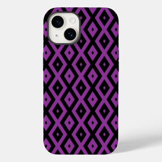Coques Case-Mate iPhone Motif de diamants violet et noir (Verso)