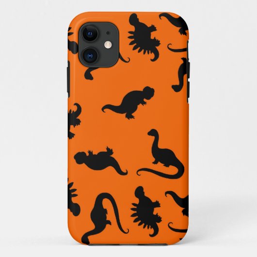 Coques Case-Mate iPhone Motif de dinosaure mignon sur orange (Dos)