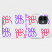 Coques Case-Mate iPhone Motif de doodle de papillon rose violet ajouter le (Dos (Horizontal))