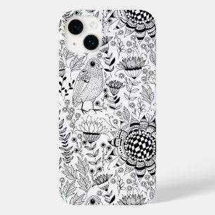 Coques Pour iPhone Motif de doodle d'oiseaux et de fleurs