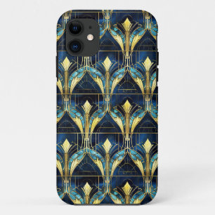 Case-Mate iPhone Case Motif de faux vitrail élégant lotus or