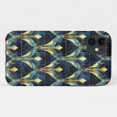 Coques Case-Mate iPhone Motif de faux vitrail élégant lotus or (Dos (Horizontal))