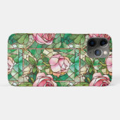 Coques Case-Mate iPhone Motif de faux vitrail rose rose élégant (Dos (Horizontal))