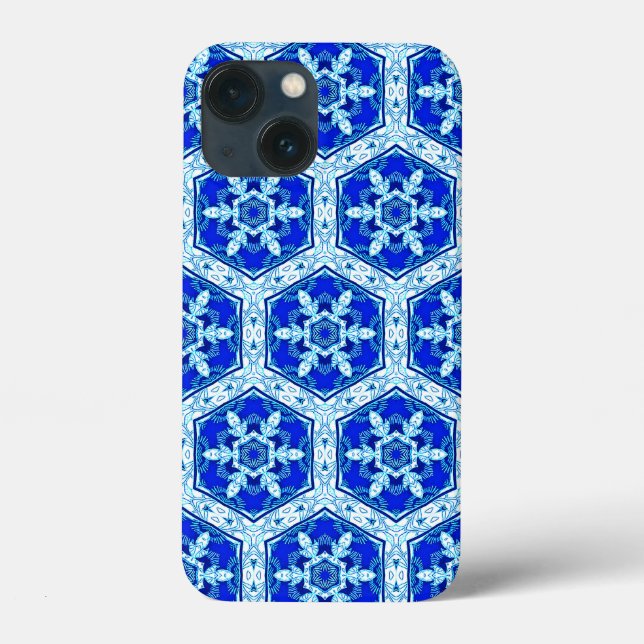 Coques Case-Mate iPhone Motif de fermeture de flocon de neige - Bleu et bl (Verso)