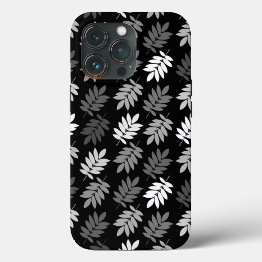 Coques Case-Mate iPhone Motif de feuille aînée noir blanc gris (Verso)