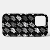 Coques Case-Mate iPhone Motif de feuille aînée noir blanc gris (Verso (horizontal))