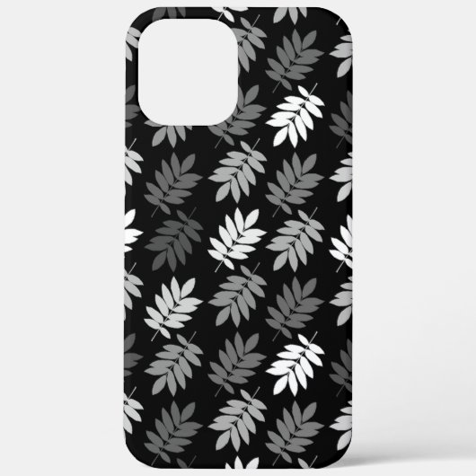 Coques Case-Mate iPhone Motif de feuille aînée noir blanc gris (Verso)