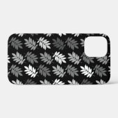 Coques Case-Mate iPhone Motif de feuille aînée noir blanc gris (Verso (horizontal))