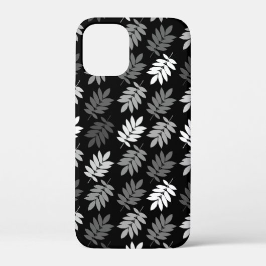 Coques Case-Mate iPhone Motif de feuille aînée noir blanc gris (Verso)
