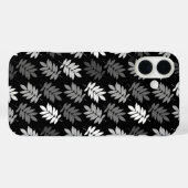 Coques Case-Mate iPhone Motif de feuille aînée noir blanc gris (Verso (horizontal))