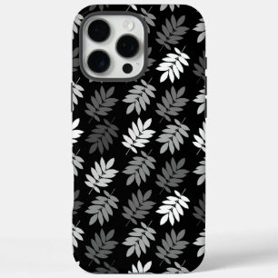 Coques iPhone 16 Pro Max Motif de feuille aînée noir blanc gris