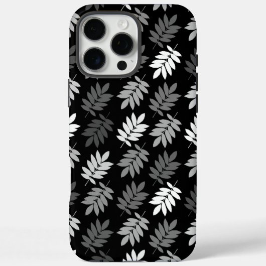 Coques Case-Mate iPhone Motif de feuille aînée noir blanc gris (Verso)