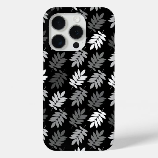 Coques Case-Mate iPhone Motif de feuille aînée noir blanc gris (Verso)