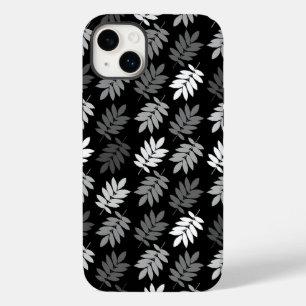 Coque Pour iPhone 14 Plus Motif de feuille aînée noir blanc gris