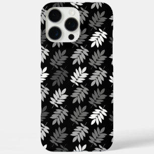 Coques iPhone 16 Pro Max Motif de feuille aînée noir blanc gris
