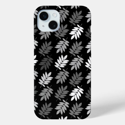 Coques Case-Mate iPhone Motif de feuille aînée noir blanc gris (Verso)