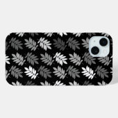 Coques Case-Mate iPhone Motif de feuille aînée noir blanc gris (Verso (horizontal))