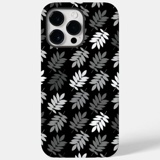 Coques Case-Mate iPhone Motif de feuille aînée noir blanc gris (Verso)
