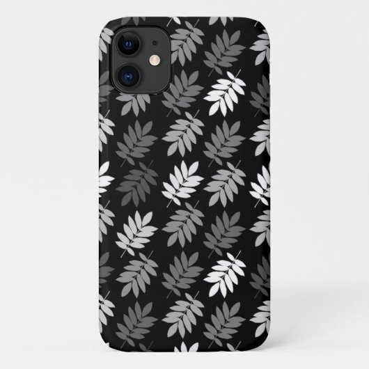 Coques Case-Mate iPhone Motif de feuille aînée noir blanc gris (Dos)