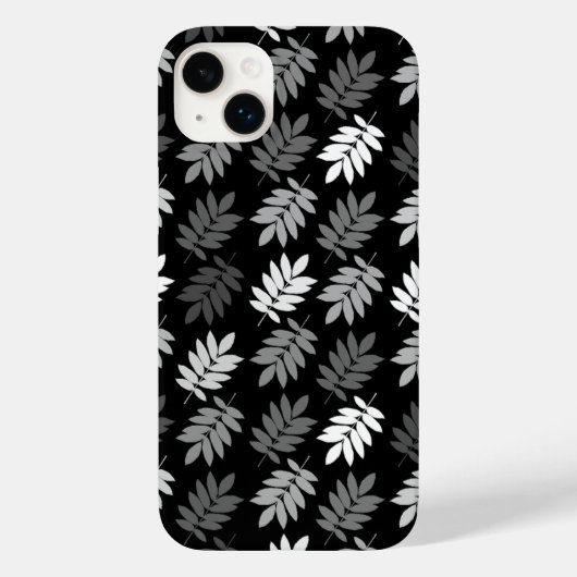 Coques Case-Mate iPhone Motif de feuille aînée noir blanc gris (Verso)