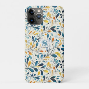 Case-Mate iPhone Case Motif de feuille botanique sarcelle marine ambre