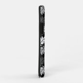 Coques Case-Mate iPhone Motif de feuille d'aîné noir blanc gris (Dos/Droite)