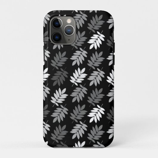 Coques Case-Mate iPhone Motif de feuille d'aîné noir blanc gris (Dos)