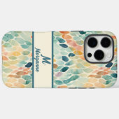 Coques Case-Mate iPhone Motif de feuille d'aquarelle monogramme personnali (Verso (horizontal))