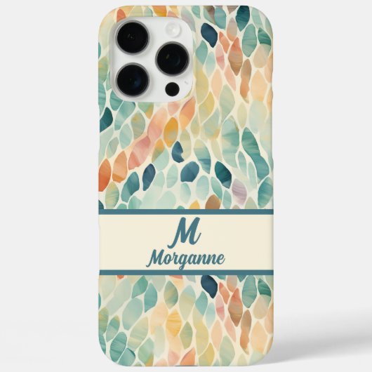 Coques Case-Mate iPhone Motif de feuille d'aquarelle monogramme personnali (Verso)