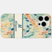 Coques Case-Mate iPhone Motif de feuille d'aquarelle monogramme personnali (Verso (horizontal))