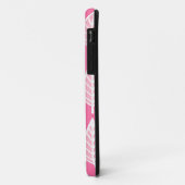 Coques Case-Mate iPhone Motif de feuille de hêtre - Rose fluorescent et bl (Dos/Gauche)