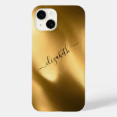 Coques Case-Mate iPhone Motif de feuille d'or en monogramme de script Glam (Verso)
