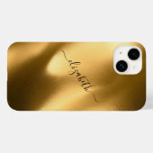 Coques Case-Mate iPhone Motif de feuille d'or en monogramme de script Glam (Verso (horizontal))