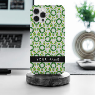 Coque iPhone 15 Pro Max Motif de feuille, feuilles vertes, votre nom