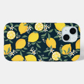 Coques Case-Mate iPhone Motif de feuille jaune citron (Verso (horizontal))