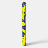 Coques Case-Mate iPhone Motif de feuille tropicale jaune vif avec monogram (Verso / Gauche)