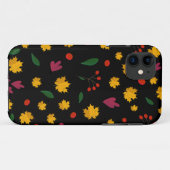 Coques Case-Mate iPhone Motif de feuilles sur fond noir (Dos (Horizontal))