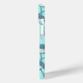 Coques Case-Mate iPhone Motif de Flamants roses Turquoise rayé (Verso / Gauche)
