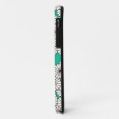 Coques Case-Mate iPhone Motif de fleur d'art déco - blanc sur la turquoise (Dos/Gauche)