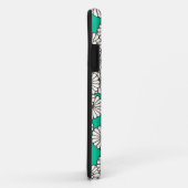 Coques Case-Mate iPhone Motif de fleur d'art déco - blanc sur la turquoise (Dos/Droite)