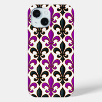 Motif de fleur de lis baroque noir violet