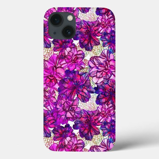 Coques Case-Mate iPhone Motif de fleurs abstrait de rose et de pourpre (Verso)