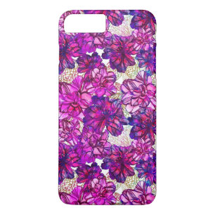 Coque iPhone 8 Plus/7 Plus Motif De Fleurs Abstraites Roses Et Violettes