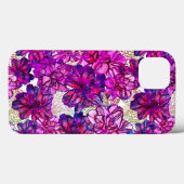 Coques Case-Mate iPhone Motif De Fleurs Abstraites Roses Et Violettes (Verso (horizontal))