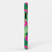 Coques Case-Mate iPhone Motif de fleurs Art Déco - tons verts, fuchsia (Dos/Droite)
