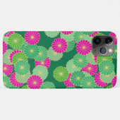 Coques Case-Mate iPhone Motif de fleurs Art Déco - tons verts, fuchsia (Dos (Horizontal))