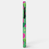 Coques Case-Mate iPhone Motif de fleurs Art Déco - tons verts, fuchsia (Dos/Gauche)