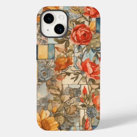 Coques Case-Mate iPhone Motif de fleurs Collage Aesthétique Aquarelle Flor (Verso)