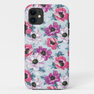 Etui iPhone Case-Mate Motif de fleurs de couleur d'élégance sur le bleu