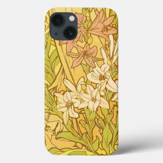Coques Case-Mate iPhone Motif de fleurs de lys d'Alphonse Mucha : Art nouv (Verso)